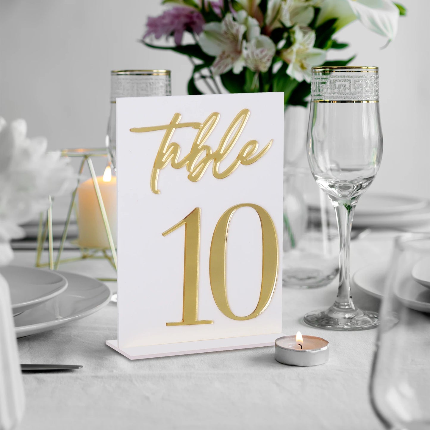 1 wedding party 5 * 7 inch 3D acrylic table number and bracket wedding reception party restaurant ornament gold table number logo