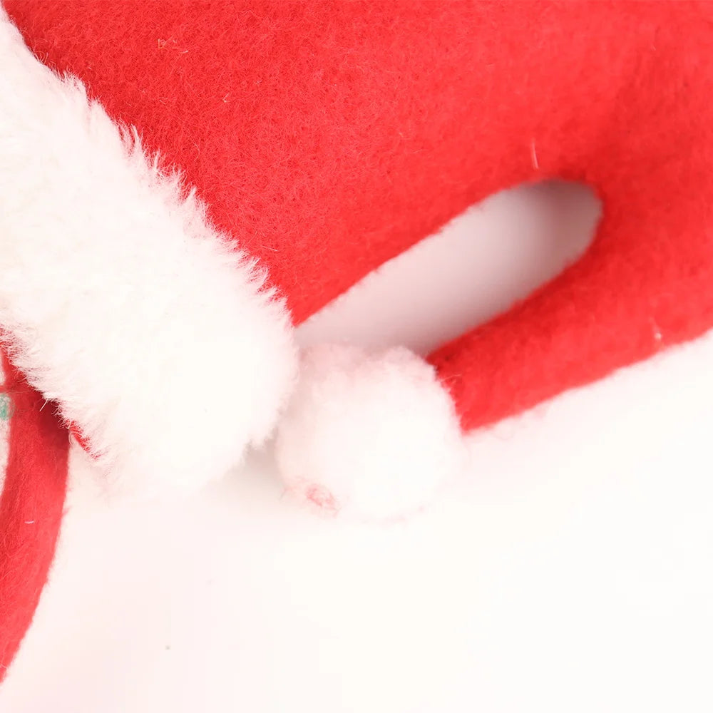 Popular promotion 2025 new beautiful fabric Christmas elf ears elk antlers bells handmade flower red hat headband