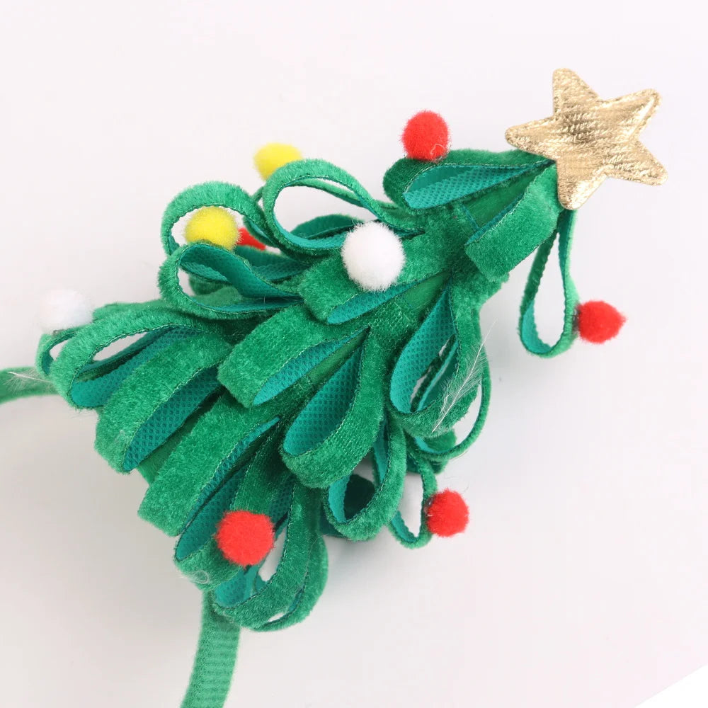 BSCI Custom Design Christmas St. Patrick's Day Party Gift Gold Pentagram Fabric Green Christmas Tree Hairpin