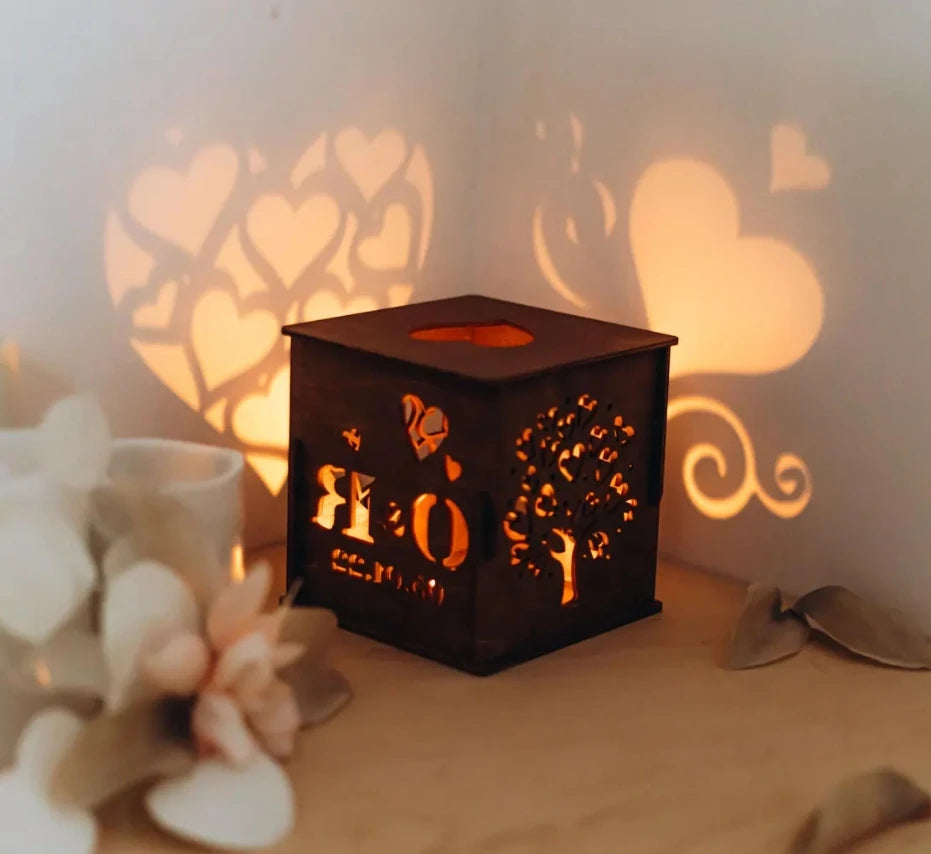 Wedding Party 0 Plywood Home Decoration Balsa Candle Light Decoration Valentine's Day Hollow Wooden Love Box