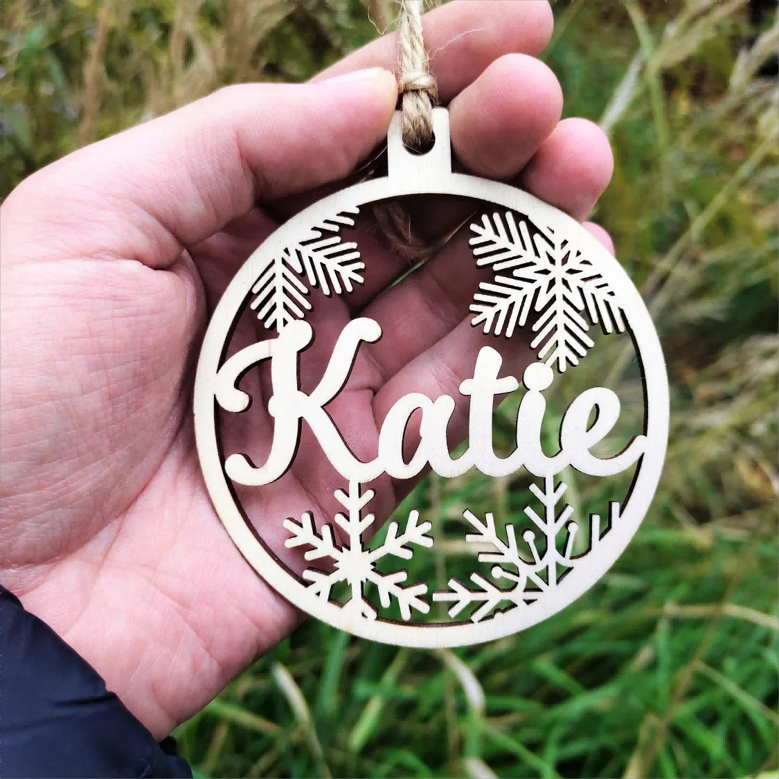 Personalized Christmas Tree Decoration Light Customized Wooden Christmas Decoration Laser Cutting Name Christmas Ornament Customized Gift Label