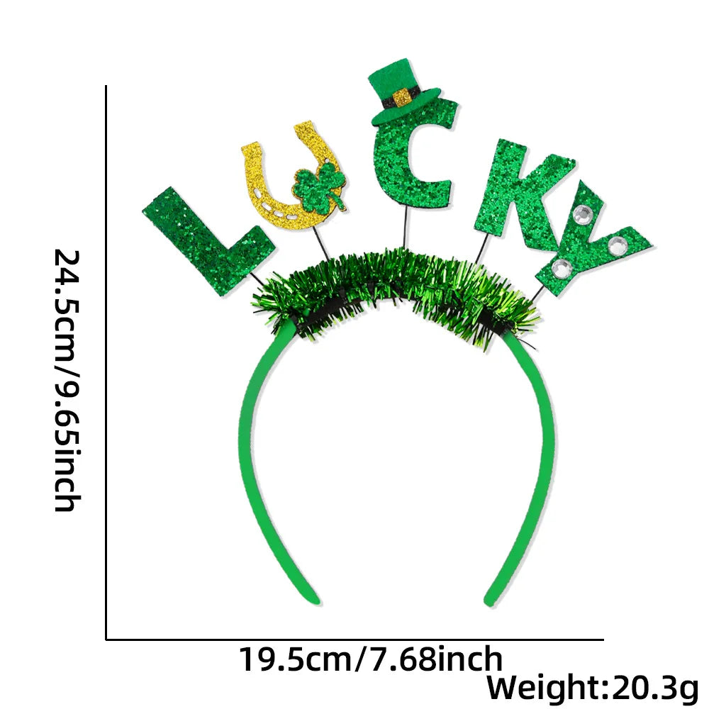 Easter and Thanksgiving 3 Wholesale Markrts Gifts Green Glitter Sequins Irish Shamrock Lucky Headband Festival Party Supplies St. Patrick's Day Headbands