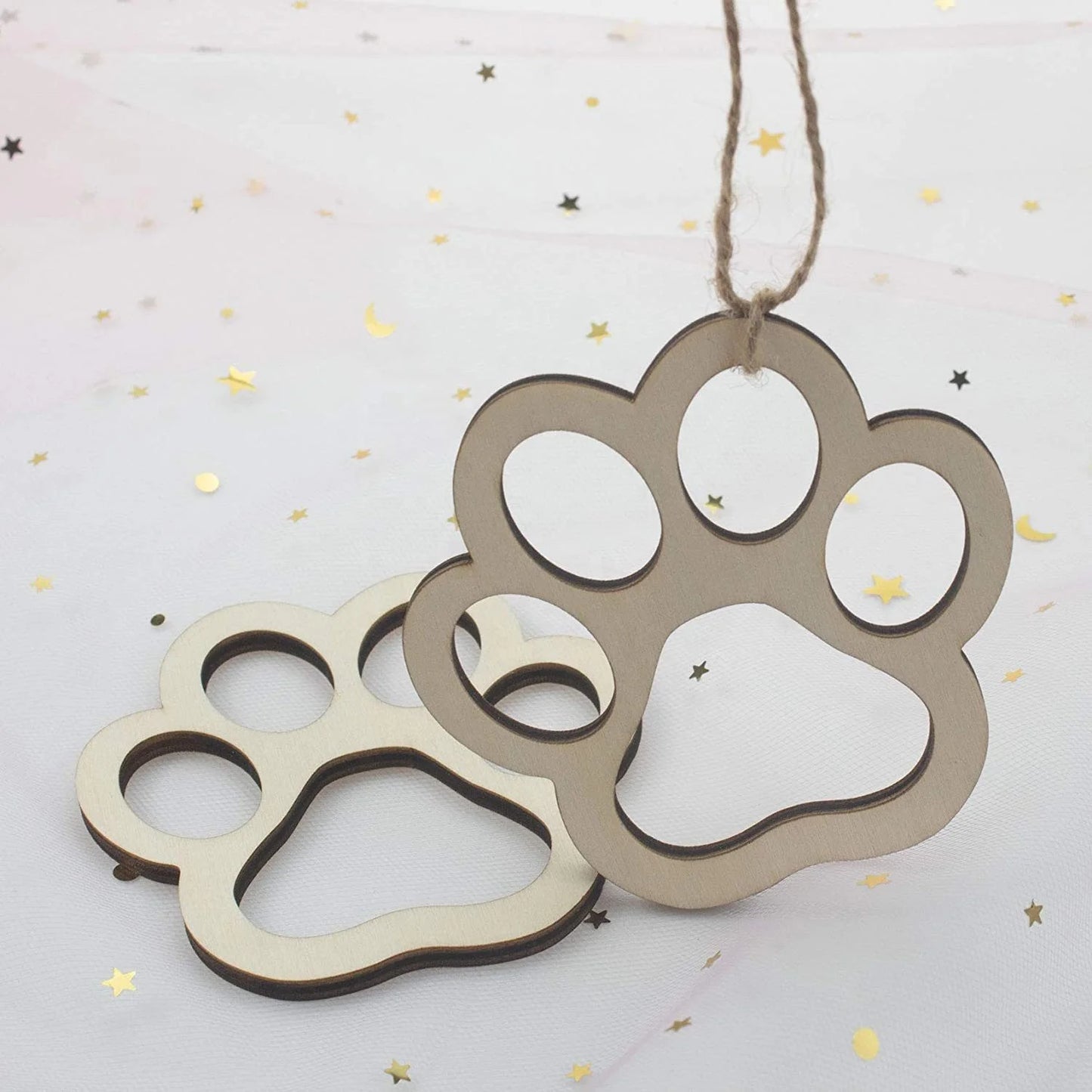 Pet Festival, Dog Bone Shaped Wood Unfinished Blank Bone Incision Laser Cutting Unfinished Paw Print Shaped Wood Incision