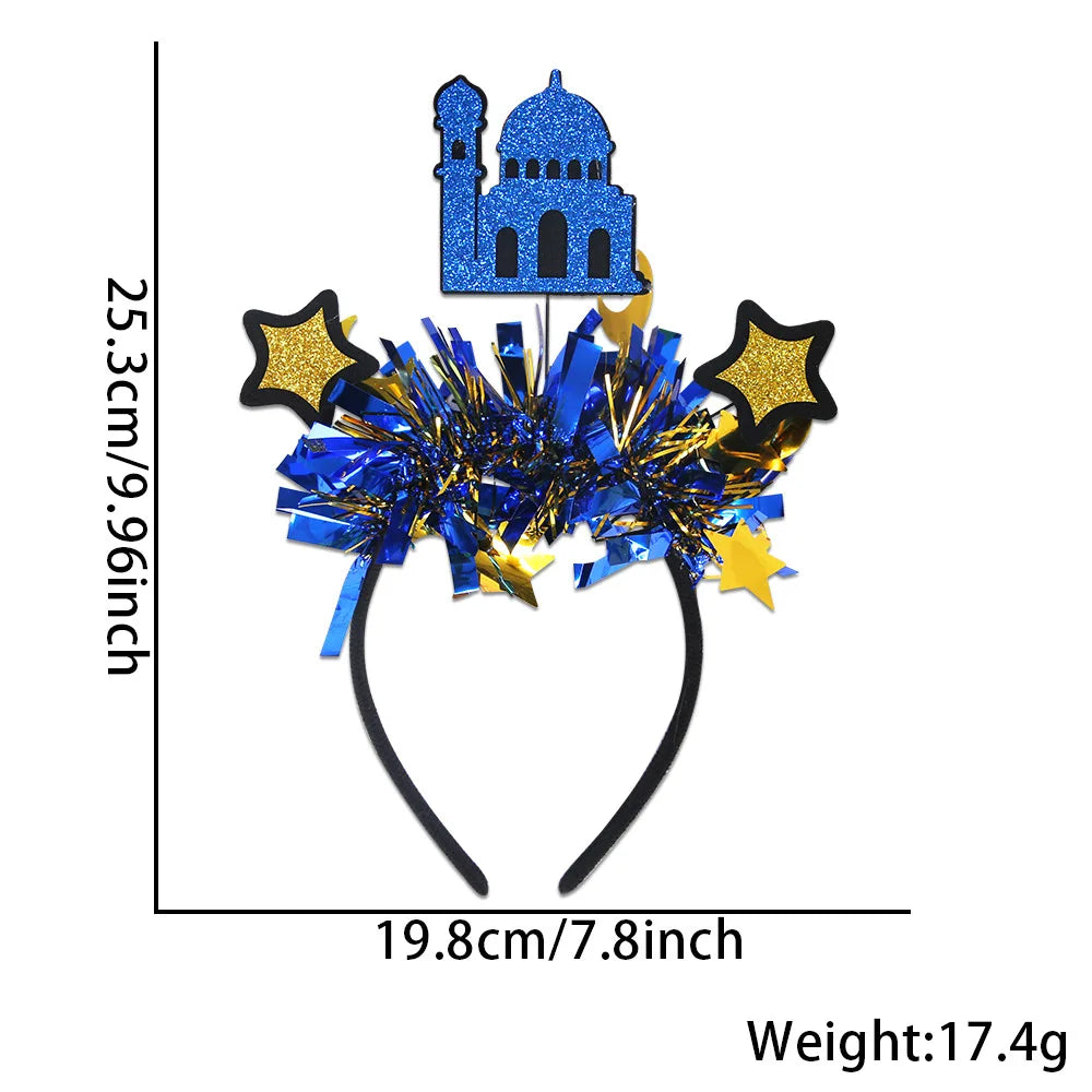 Easter and Thanksgiving 3 Muslim Color Bar Moon and Stars Headband Gifts Ramadan Photo Props Party Decoration Sulibi Flash Ramadan Castle Headband