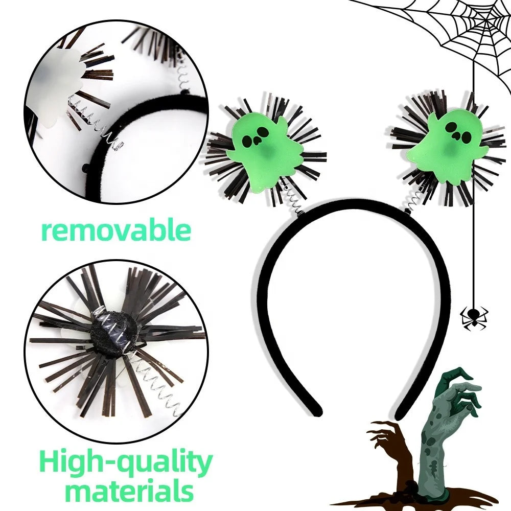 Halloween & Death Day Custom Fluorescent Ghost Glow Dark Headband Halloween Party Promo Decorations