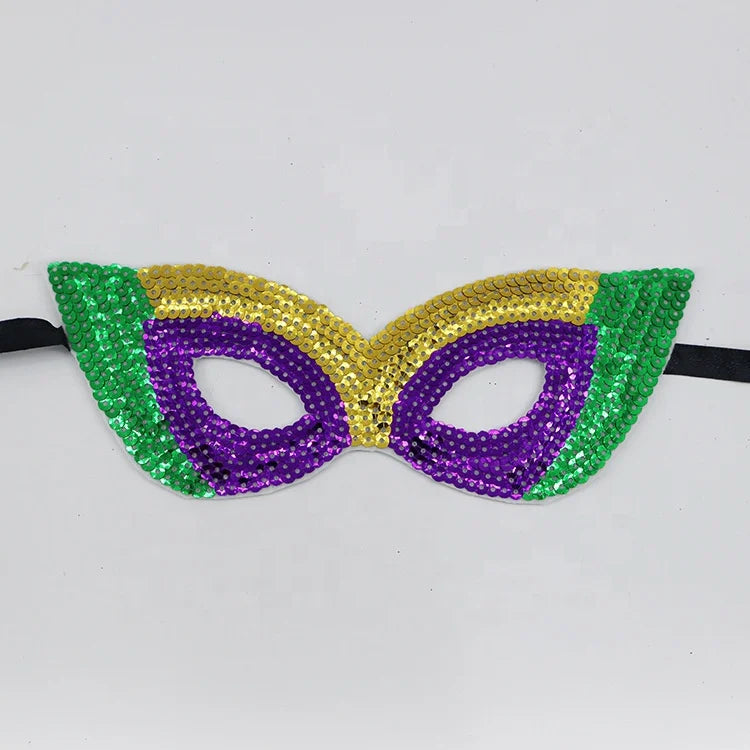 Carnaval Carnival Carnival Theme Gold Purple Green Sequins Half Face Mask Masquerade Sexy Performance Mask