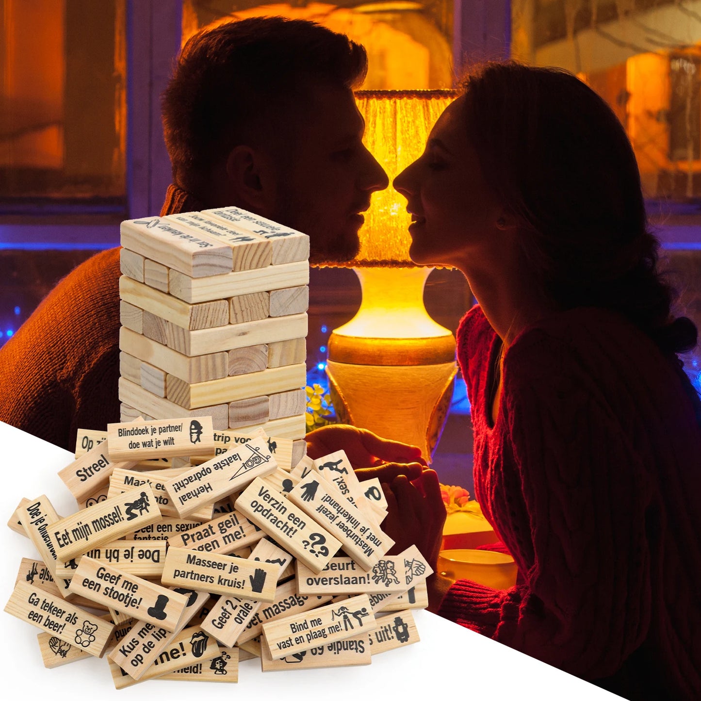 Bachelorette party 1 valentine night couple building block tower game wood tumbling tower stacking party gift adult