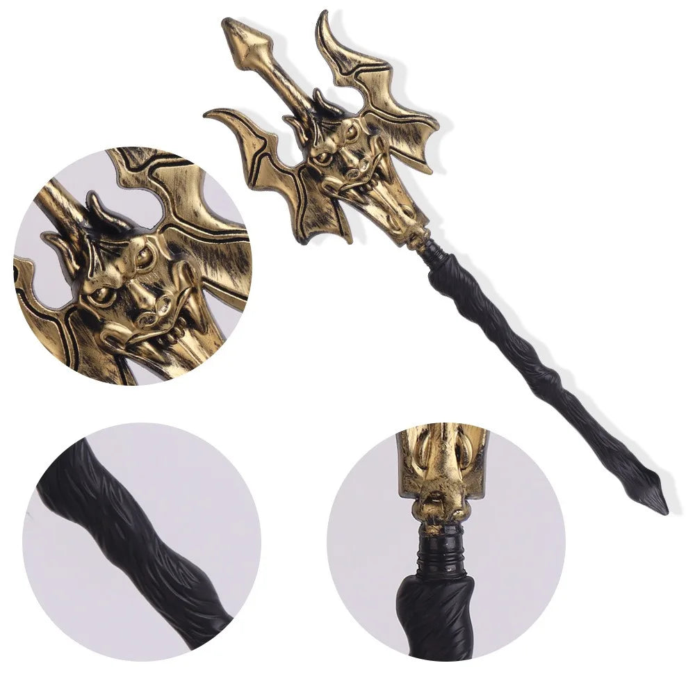 Halloween & Day of the Dead, Halloween Cosplay Ornaments Reaper Sickle Prop Bat Sickle Ghost Trident Model Brass Halloween Skull Trident