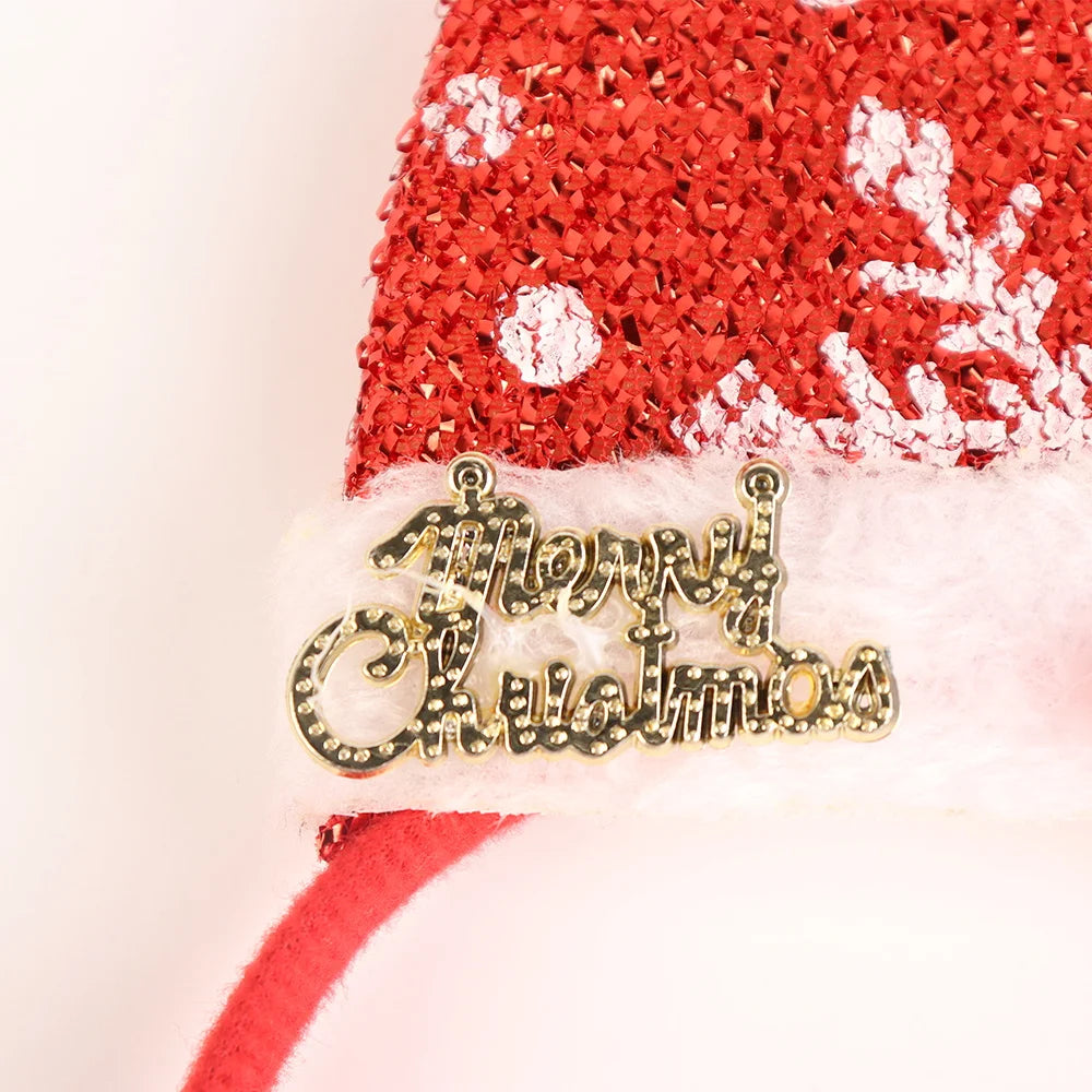 12 pcs Hot Sale Christmas Festive Party Photo Booth Classical Ornament Christmas Striped Snowflake Elf Earcap Headband