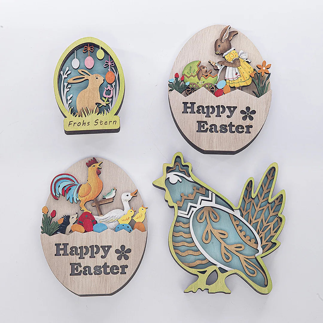 Páscoa e Ação de Graças 3 Enfeites Novos Lançamentos Enfeites Enfeites de Mesa Luzes para Festa de Páscoa Ovo de Páscoa de Madeira Coelho 