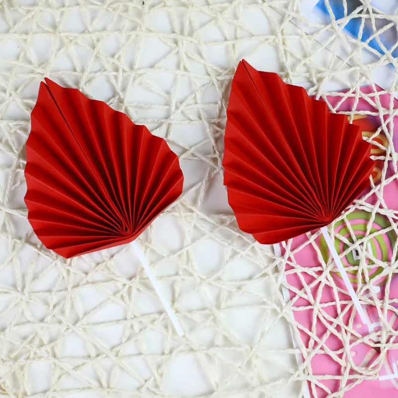 2 pcs set of baking cake decorations birthday folding fan gold leaf cake top hat dessert table decoration