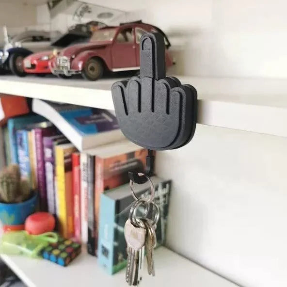 Wooden crafts, middle finger key holder Creative middle finger self-adhesive key hook Funny key gift Creative wall decoration key holder