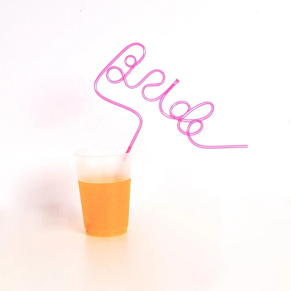 Bachelorette Party 1 Heart Shaped Sunglasses Bridal Straw and Heart Shaped Frameless Sunglasses Pink Transparent Frameless Glasses