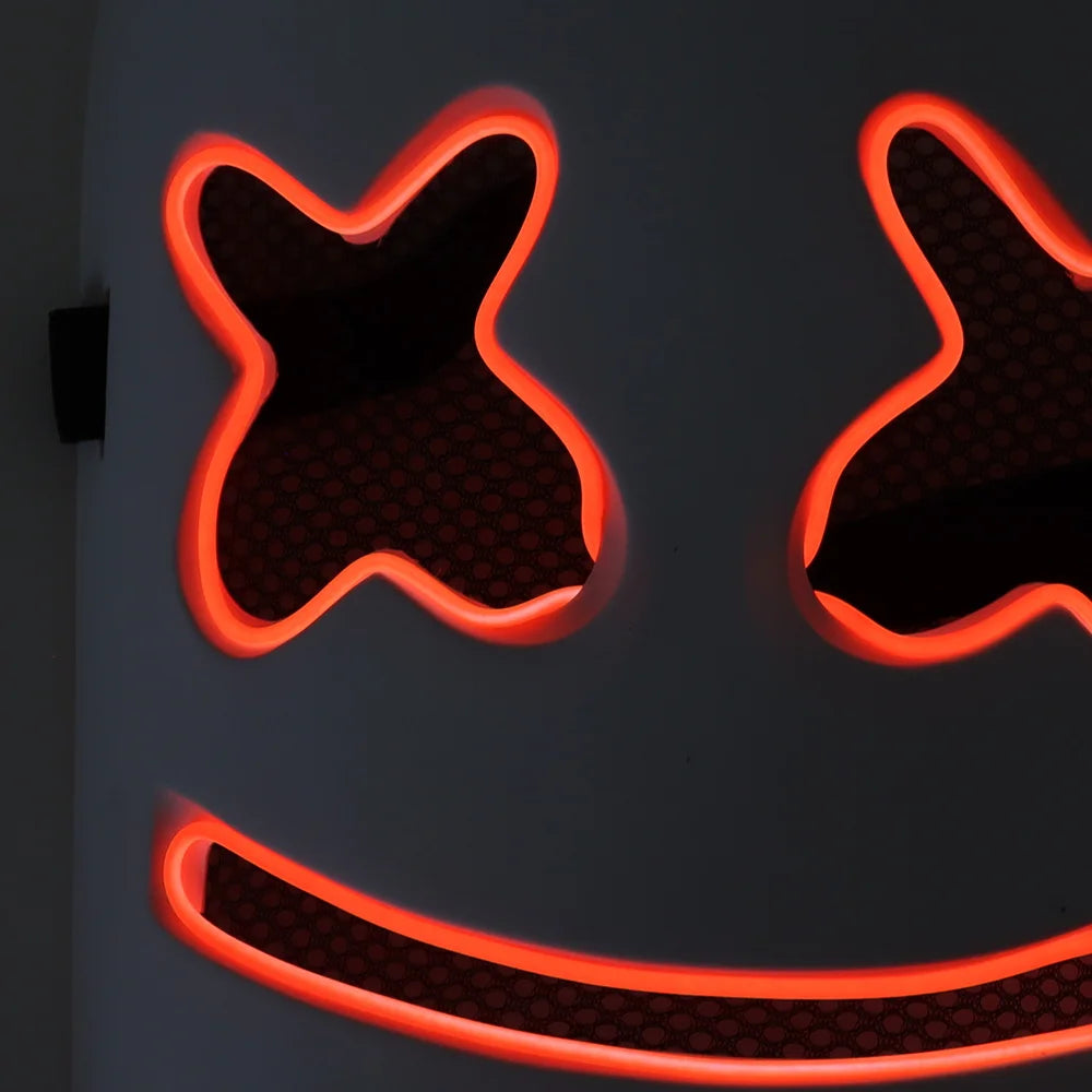 Halloween & Death Daylight Diode Funny Wire Silk Cute Cartoon Marshmallow Carnival Halloween Cosplay Theme Party Novelty Halloween PVC Glow Party Mask