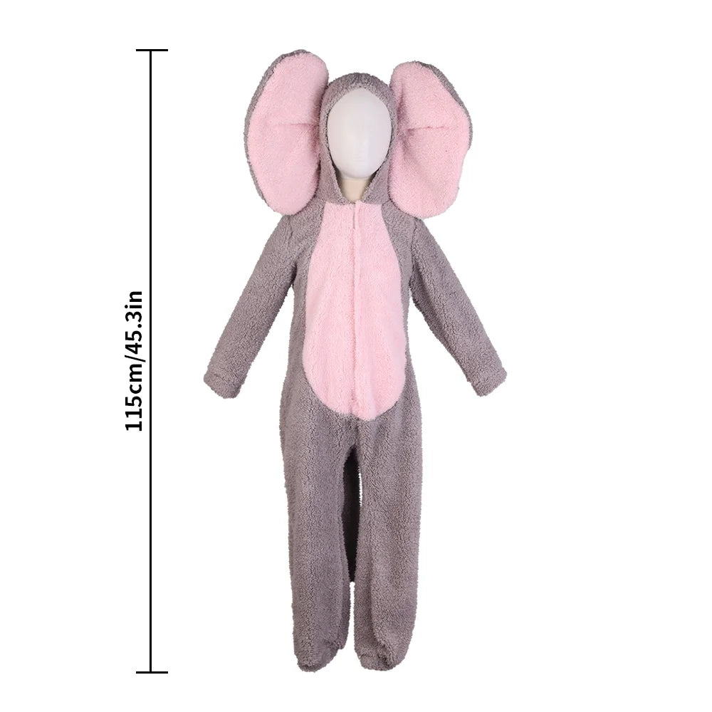 Halloween & Day of the Dead 115cm Baby Costume Kids Animal Elephant Baby Romper Cute Big Eared Animal Romper Baby Zip Romper