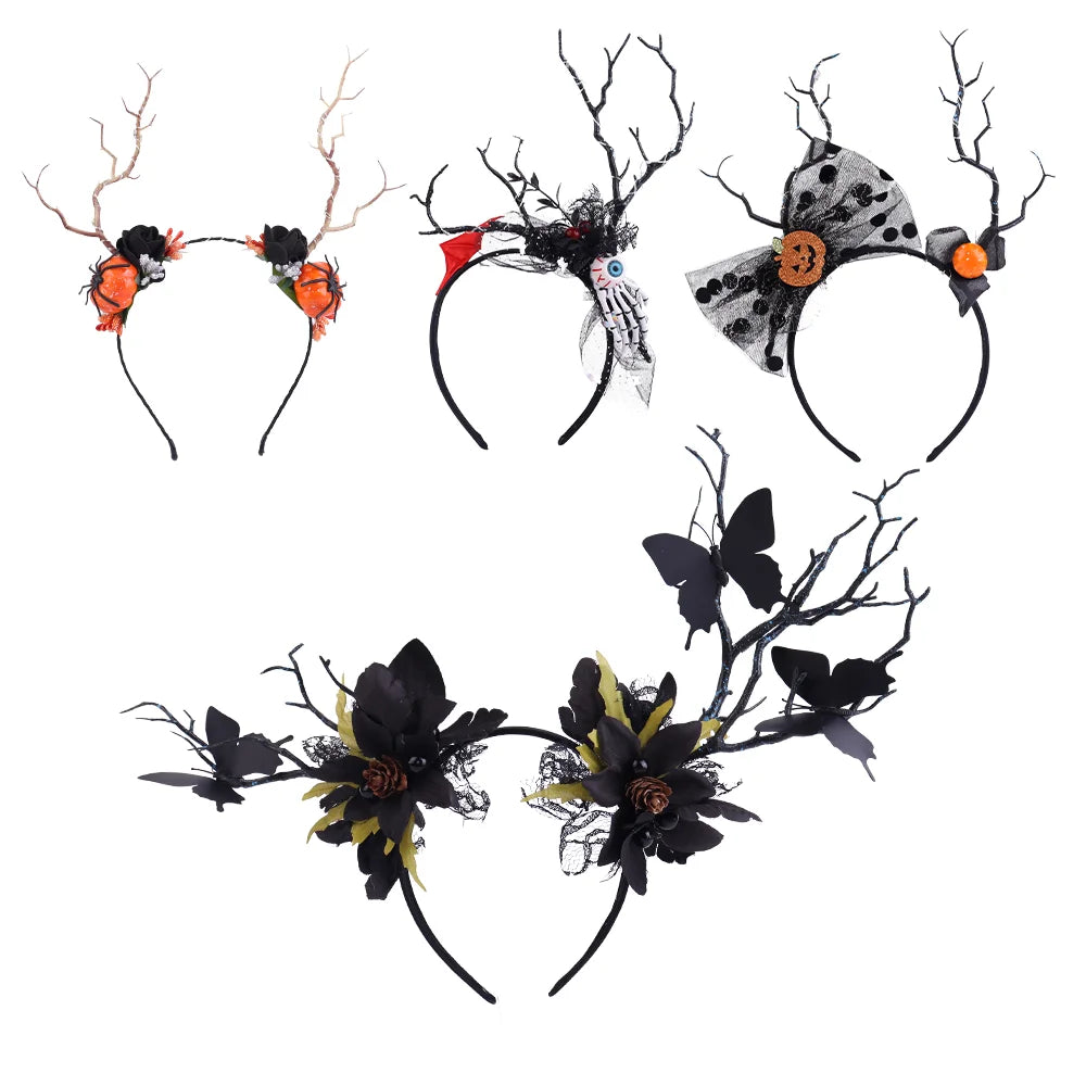 Halloween & Death Day Gothic Skull Hairhoop Halloween Dress up Headband Theme Party Cosplay Hairband