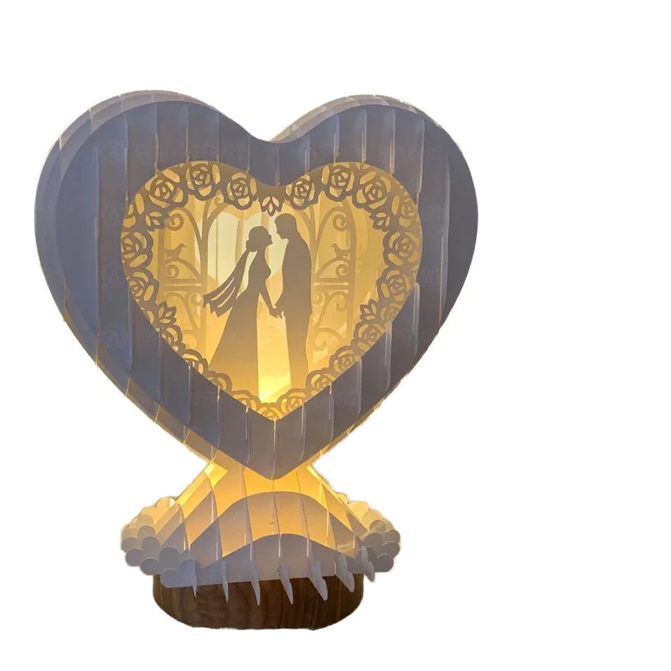Wedding Party 0 Custom Heart Night Light Decoration Paper Carving Light Anniversary Home Decoration Desktop Decoration