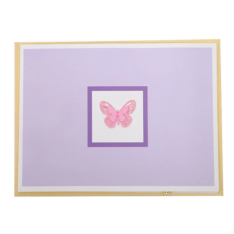 1 Wedding party, Valentine's Day graduation anniversary 3D flying butterfly card thinking you pink purple butterfly pop-up card