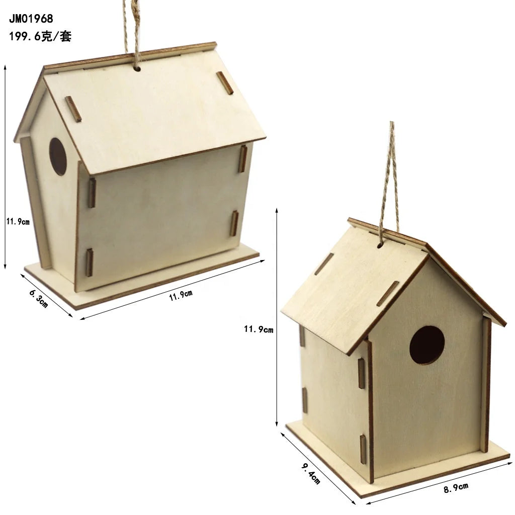Wooden Crafts DIY Wooden Crafts Garden Decoration Painted Bird House Kit