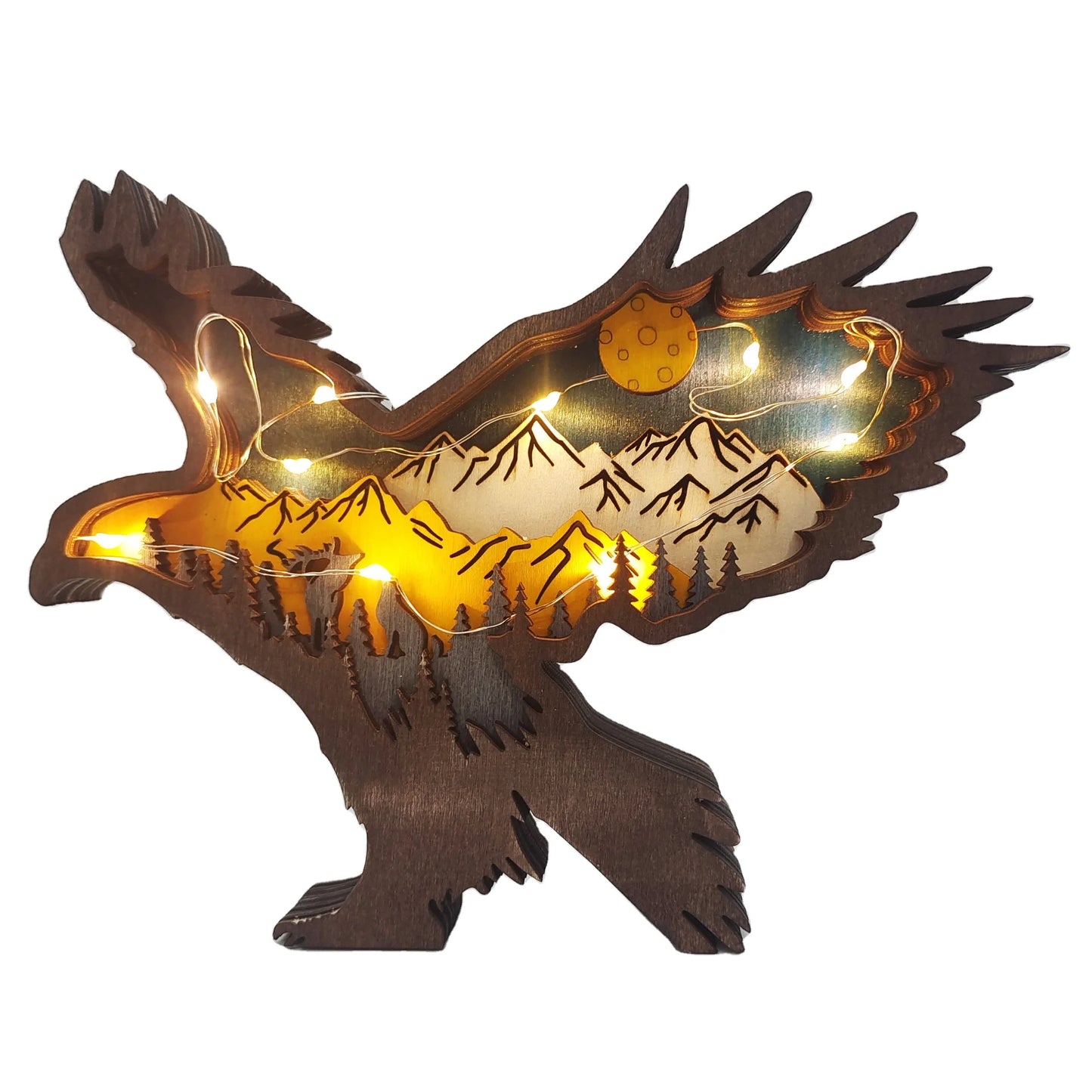 Wooden Crafts Carving Wholesale Wooden Eagle Piece Ornament Crafts Home Party Decoration Props Eagle Wood Apartment Decoration