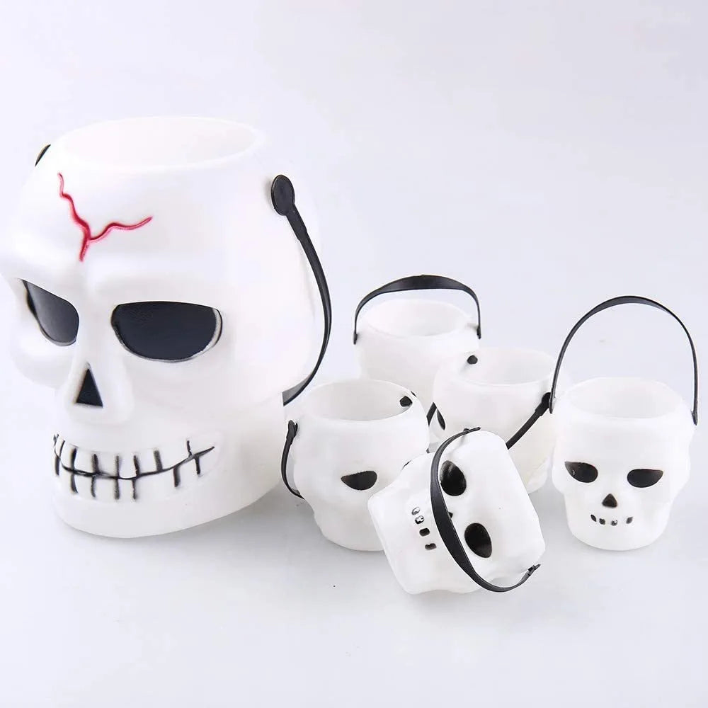 Halloween & Death Day 12 * 15cm Scream Halloween Festival Supplies Props Handheld Skull Ghost Candy Holder Bucket Plastic Skeleton Halloween Candy Buckets