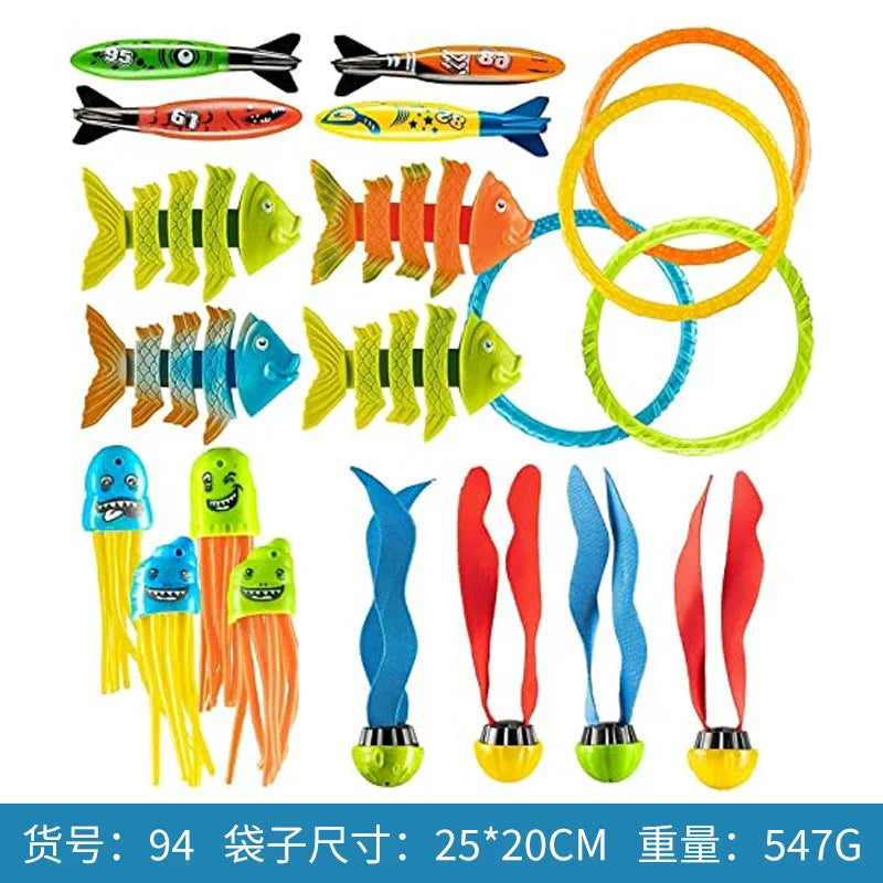 Birthday Party 2 Diving Toys Children's Outdoor Pool Treasure Hunt Diving Fish Seaweed Torpedo Jewelry Children's Water Toy Set