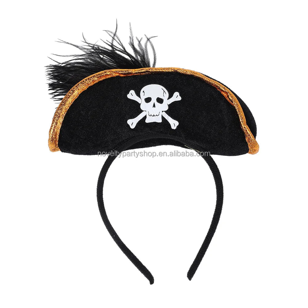Halloween & Day of the Dead Skull Hat Headband Pirate Costume Female Pirate Dress Up Headband Pirate Headband Cosplay Costume
