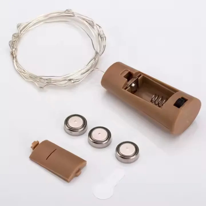 Garrafa de diodo emissor de luz 2M 20, cortiça com mini bateria, decorações de Natal 