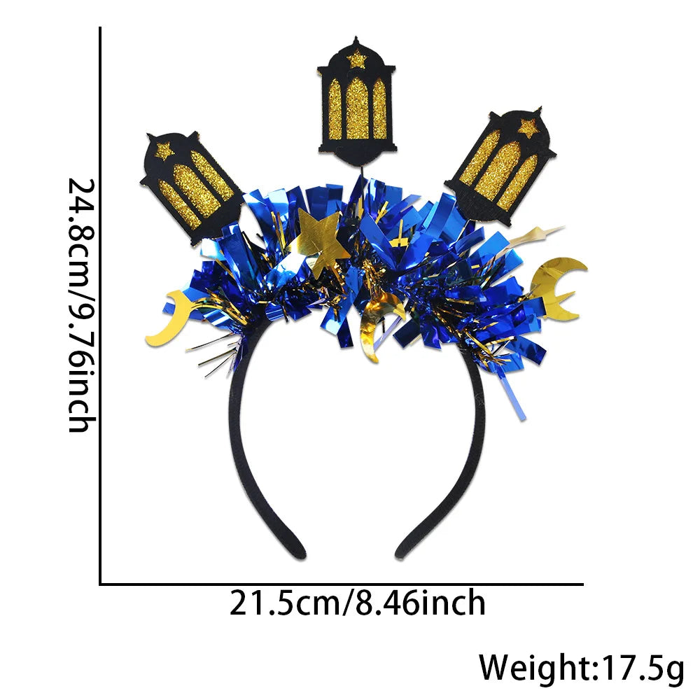 Easter and Thanksgiving 3 Muslim Color Bar Moon and Stars Headband Gifts Ramadan Photo Props Party Decoration Sulibi Flash Ramadan Castle Headband