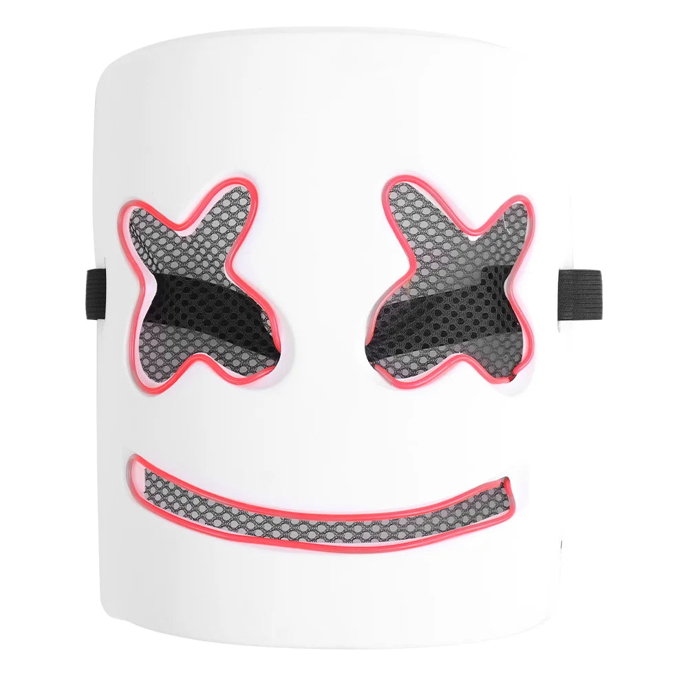 Halloween & Death Daylight Diode Funny Wire Silk Cute Cartoon Marshmallow Carnival Halloween Cosplay Theme Party Novelty Halloween PVC Glow Party Mask