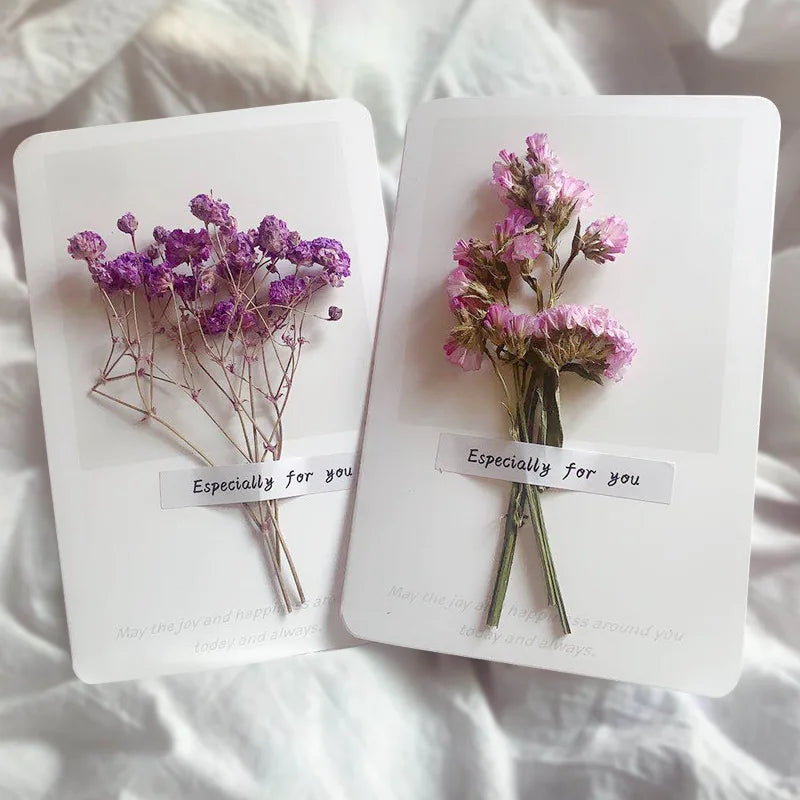 Wooden crafts, newly arrived dried flowers, wedding birthday, teachers' day, thanksgiving, mother's day greeting card, blessing, real flower card