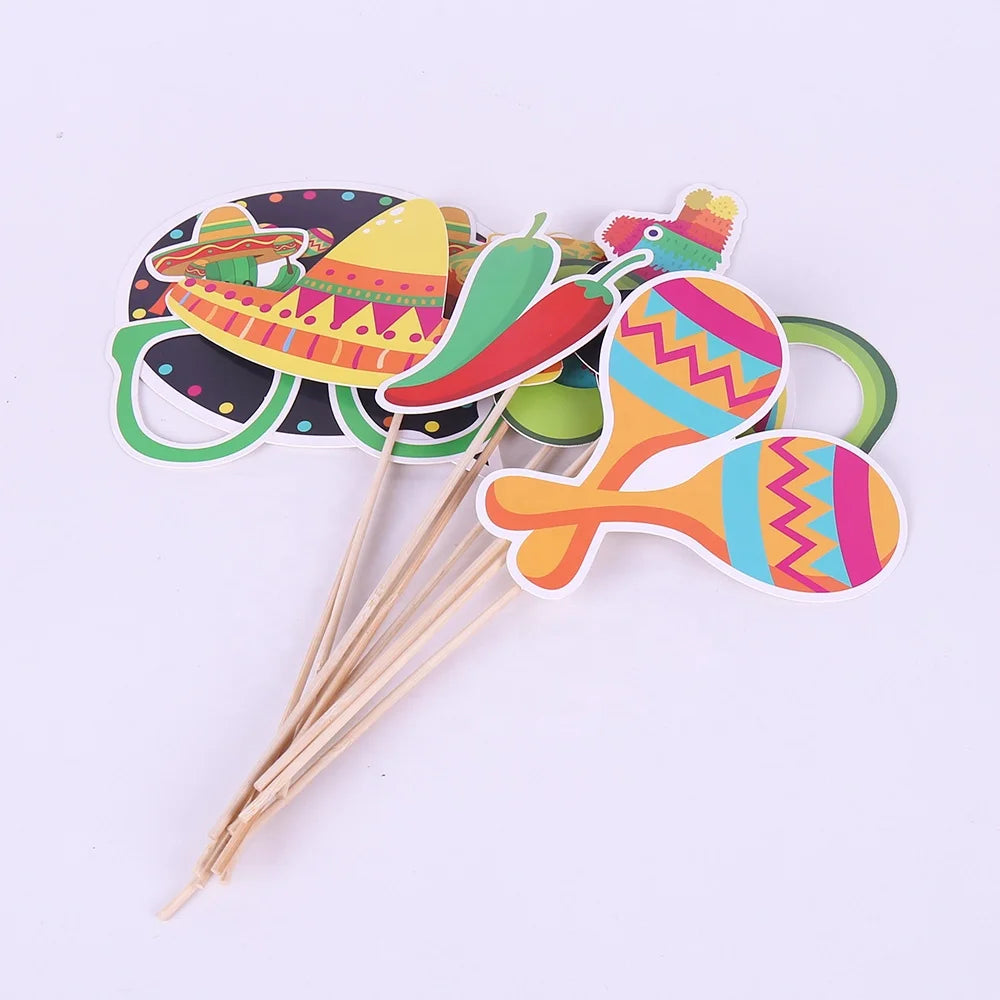 12 Mexican Themed Party Cake Tops Served with 12 Mexican Themed Party Decorations Welcome Birthday Cake Tops