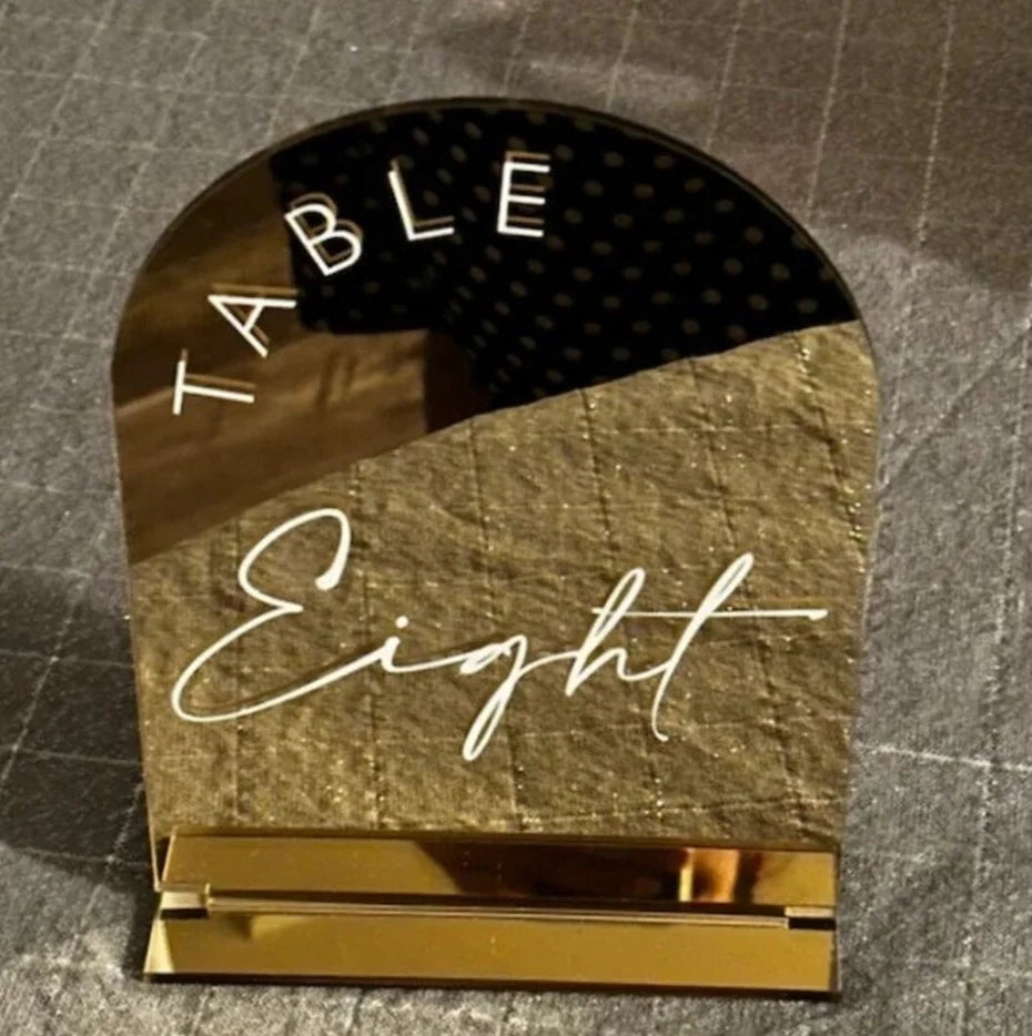 1 Wedding Party, Wedding Signage Gold Table Number Luxury Wedding Acrylic Table Number