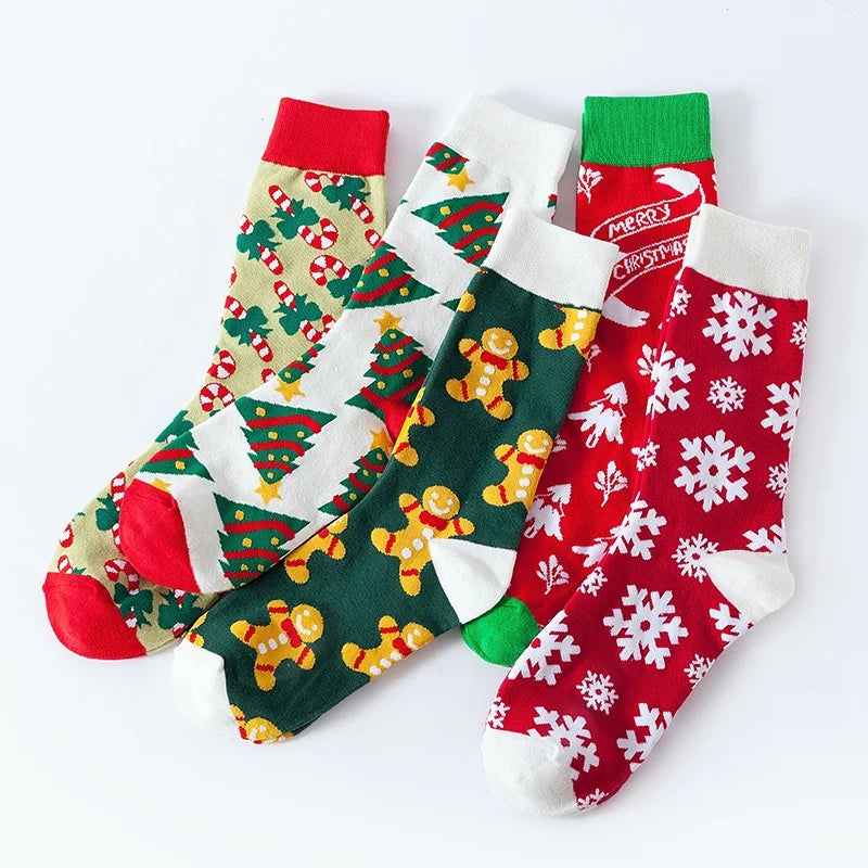5 Pairs of Ladies Christmas Stockings Christmas Holidays Happy New Year Gifts