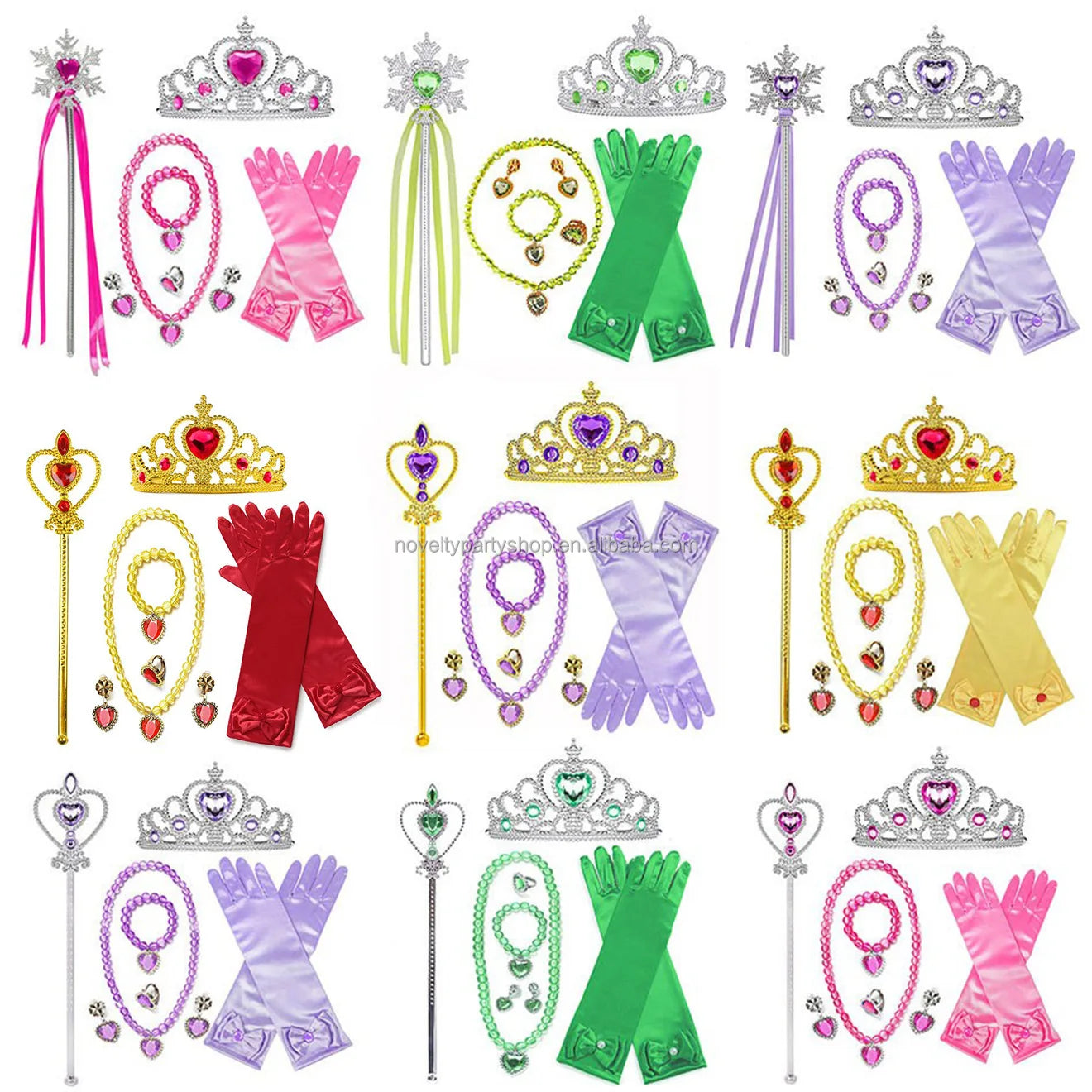 Birthday Party Princess Girl Accessories Costume Photography Props Gloves Headgear Horn Fairy Stick Jewelry Set Makeup Cosplay