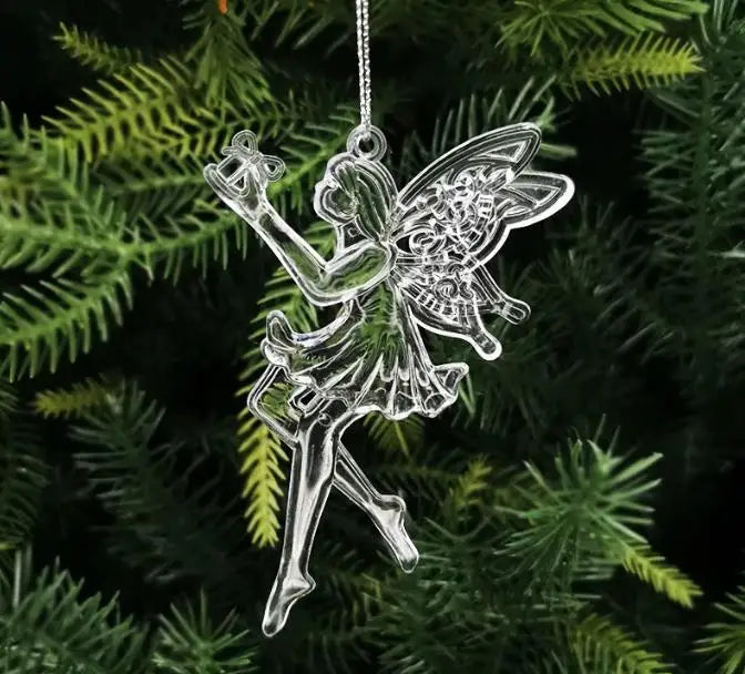 50 pieces of classic Christmas decoration eco-friendly simulation transparent acrylic icicle horn wing Christmas tree pendant