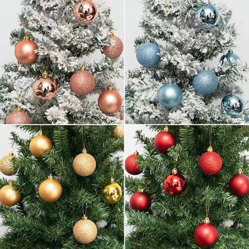 30Pcs 6CM popular flash custom wholesale Christmas supplies blue and white Christmas tree ball decoration
