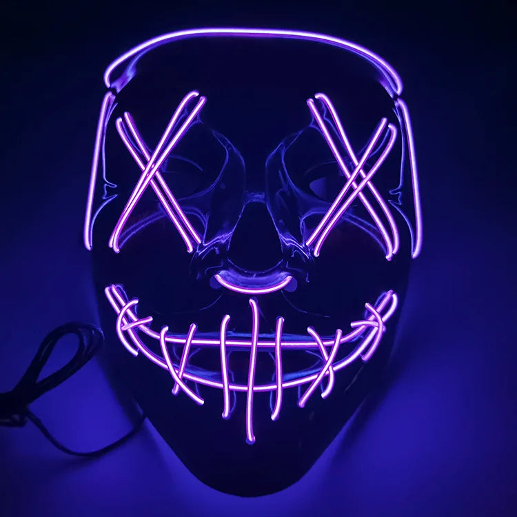 Halloween & Death Day Light Up Vendetta Neon Halloween Carnival Bar Night Party Light Emitting Diode Strips Scary Mysterious Killer Halloween Light Emitting Diode Clown Mask