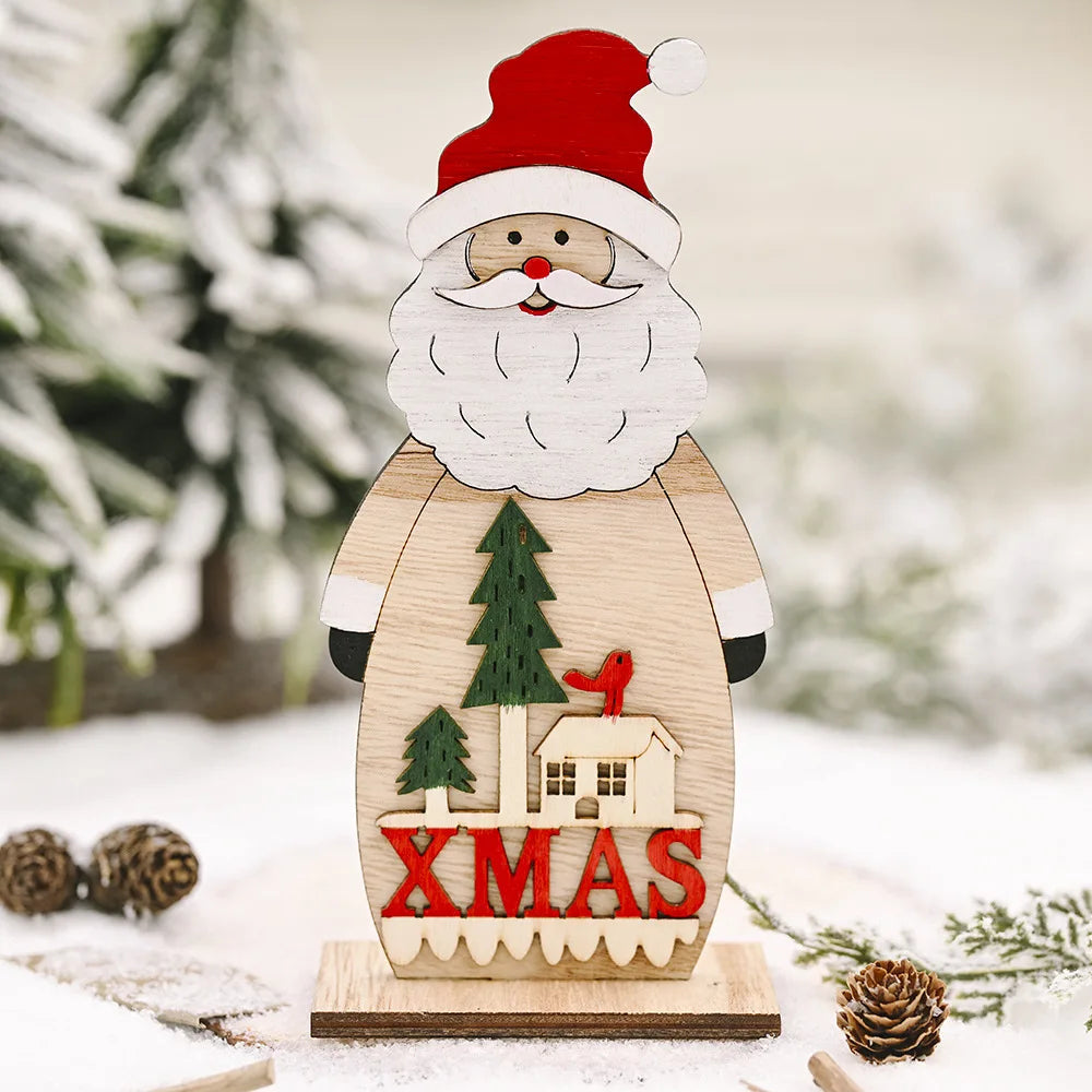 Christmas creative decoration supplies big snowman elk ornament Christmas wooden table decoration
