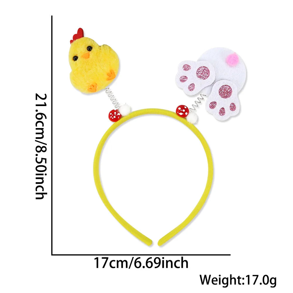 Easter and Thanksgiving 3 Headbands Chick Rabbit Head Pop Headgear Party Decorations Birthday Accessories Flash Easter Chicken Headband