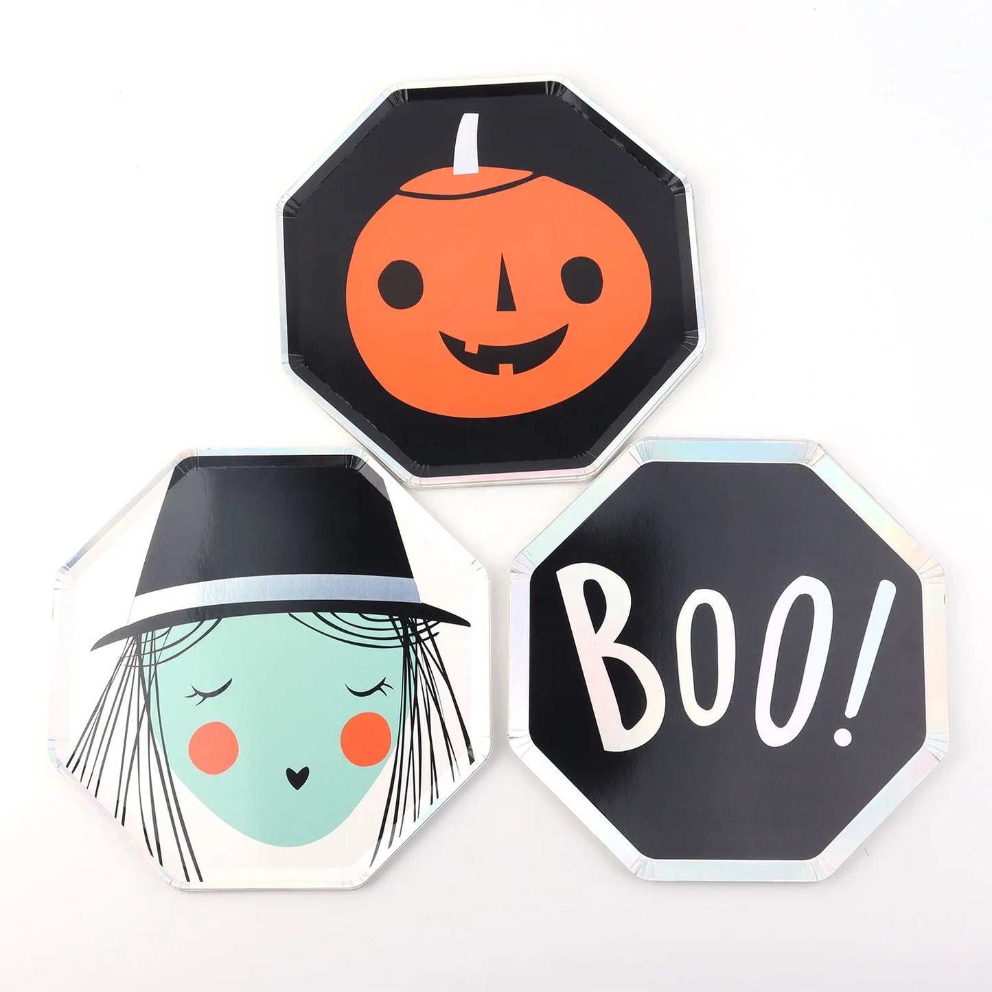 Halloween & Dead Days 9 'Halloween BOO Pumpkin Ghosts Witch Partyware Set Halloween Disposable Paper Plate for Kids & Adults Serve 24