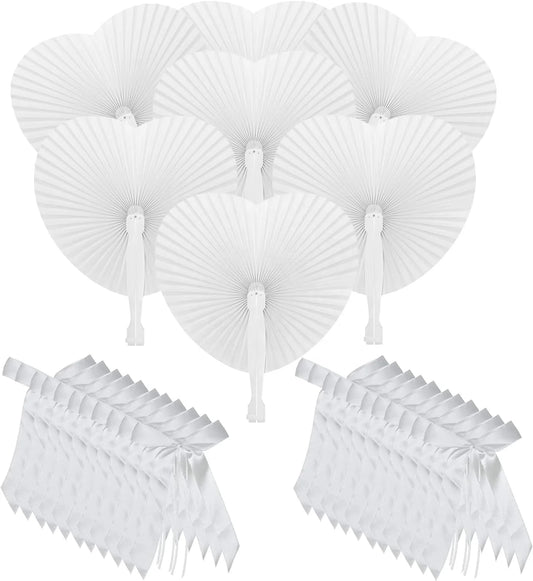 1 Wedding party, wedding decoration set includes 48 bows and 48 hand fans antenna bows car bows with foldable hand fans
