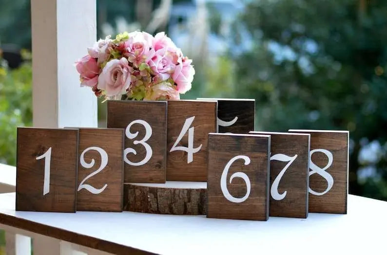 1 Wedding party, wooden table number, country wedding table number, stand-alone wedding ornament, woodland wedding table number