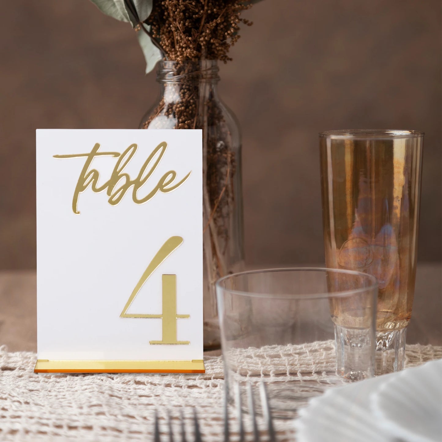 1 Wedding party 5 * 7 inch 3D acrylic table number and stand Wedding reception party Restaurant menu Photo logo Gold table number and base logo