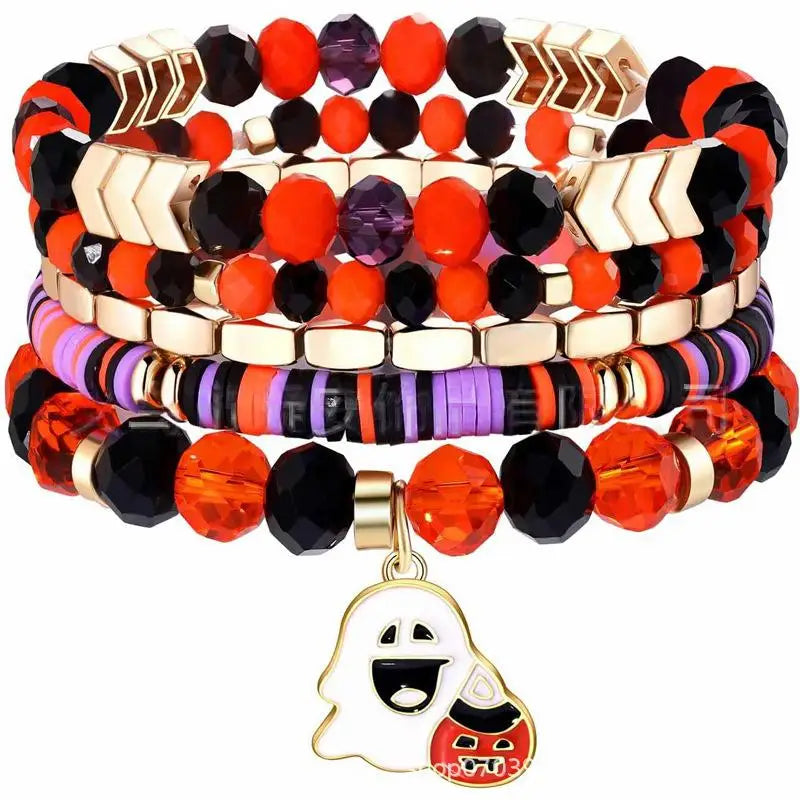 Halloween & Death Day Pafu Halloween Bracelet Ornaments Custom DIY Beads Bohemian Layered Bracelet Set Friendship Bracelet Girls & Girls Gifts