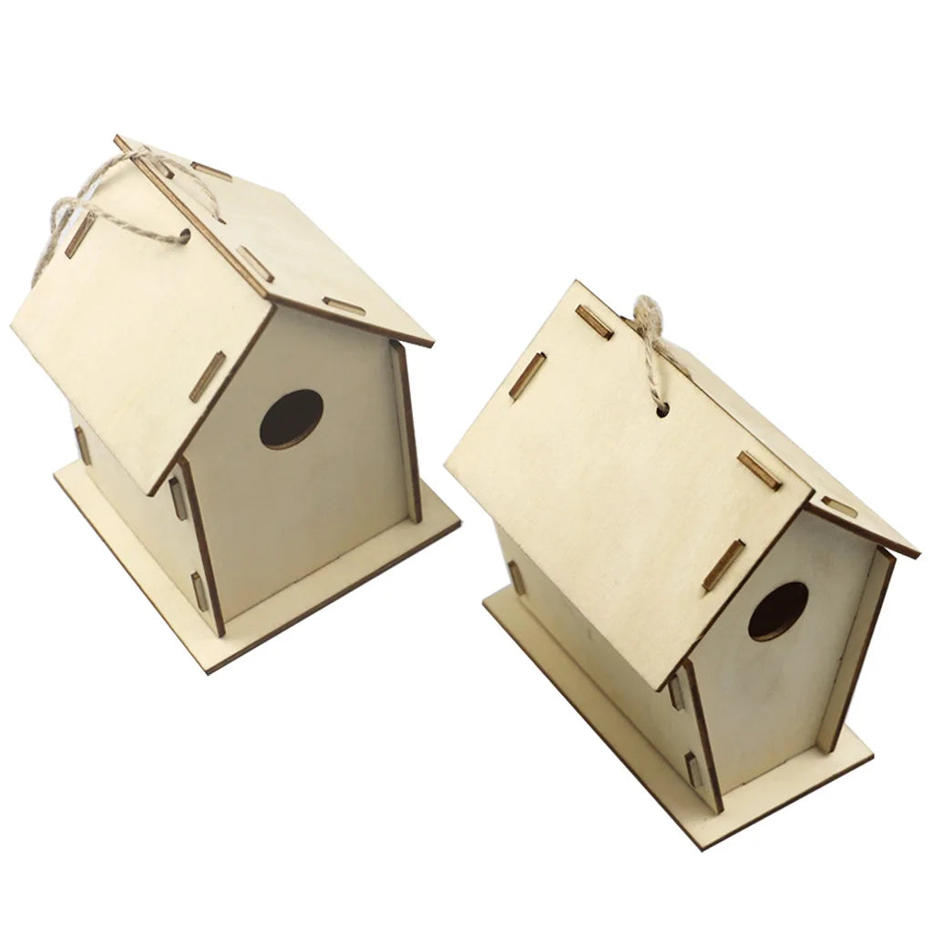 Wooden Crafts DIY Wooden Crafts Garden Decoration Painted Bird House Kit