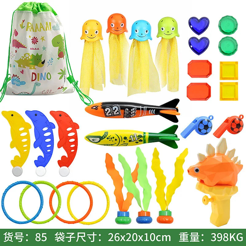 Birthday Party 2 Diving Toys Children's Outdoor Pool Treasure Hunt Diving Fish Seaweed Torpedo Jewelry Children's Water Toy Set