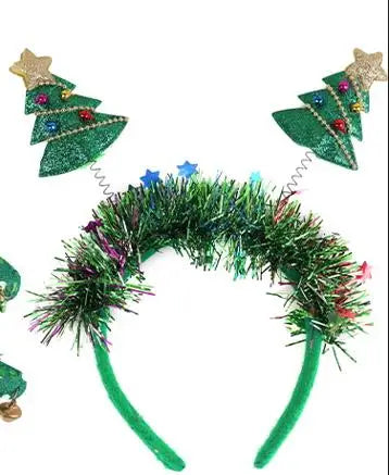 BSCI Custom Design Christmas St. Patrick's Day Party Gift Gold Pentagram Fabric Green Christmas Tree Hairpin