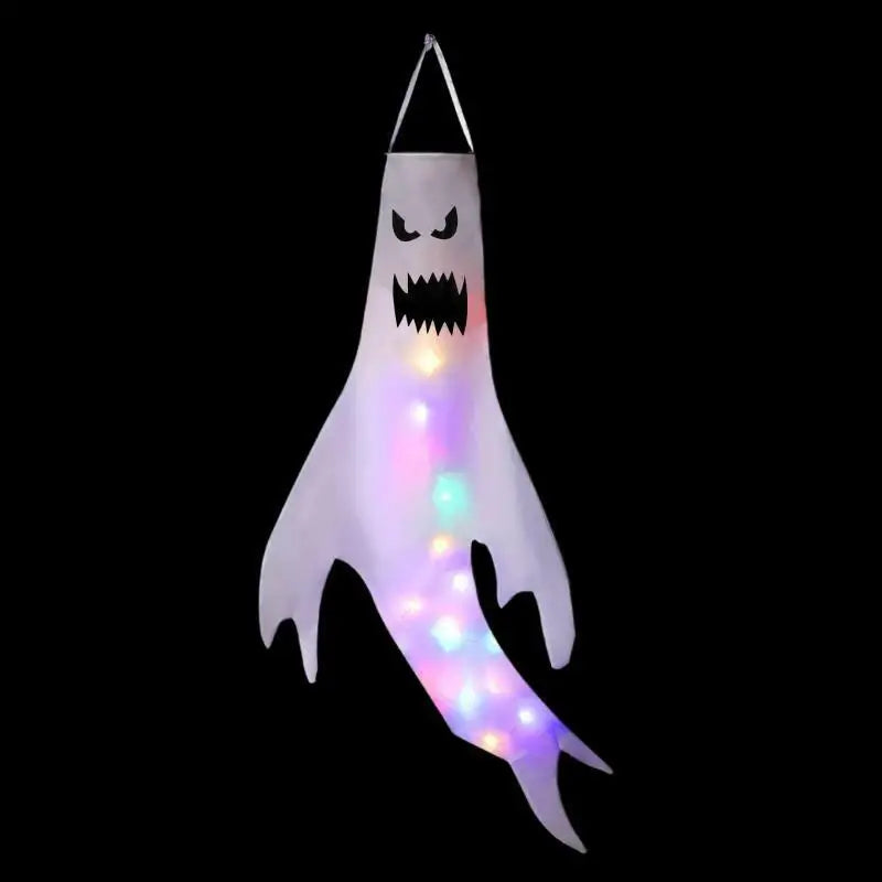 Halloween & Day of the Dead 130cm Halloween Decoration Horror Ghost Decoration with Light Emitting Diode Light Halloween Windsock Flag Hanging Ghost Outdoor Party Supplies