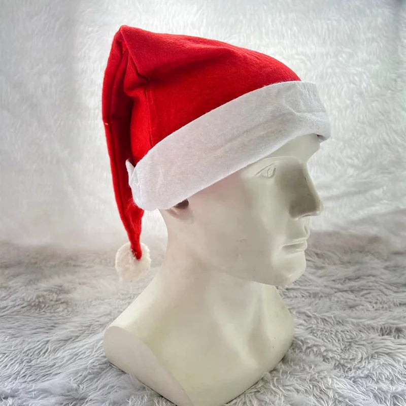 Cheap heat transfer custom logo Santa hat degradable nonwoven hat eco-friendly Christmas hat
